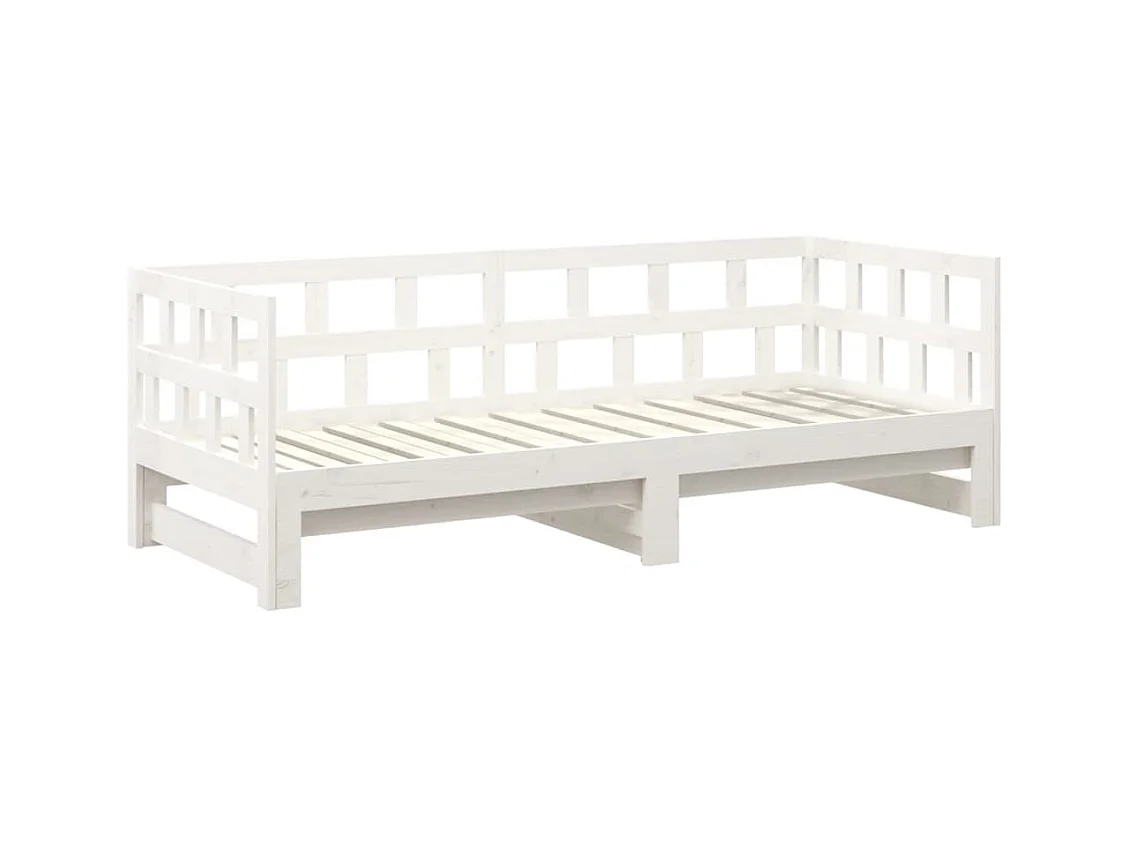 Lit coulissant sans matelas blanc 2x(90x200) cm