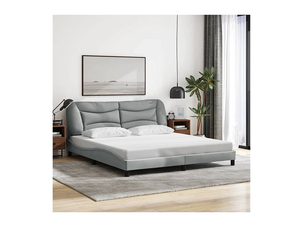 Struttura letto senza materasso tessuto grigio chiaro 180x200 cm