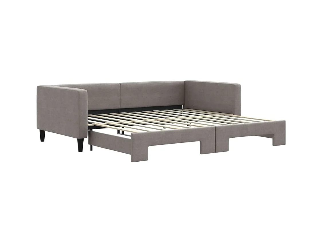 Cama de día con cama nido tela taupe 100x200 cm