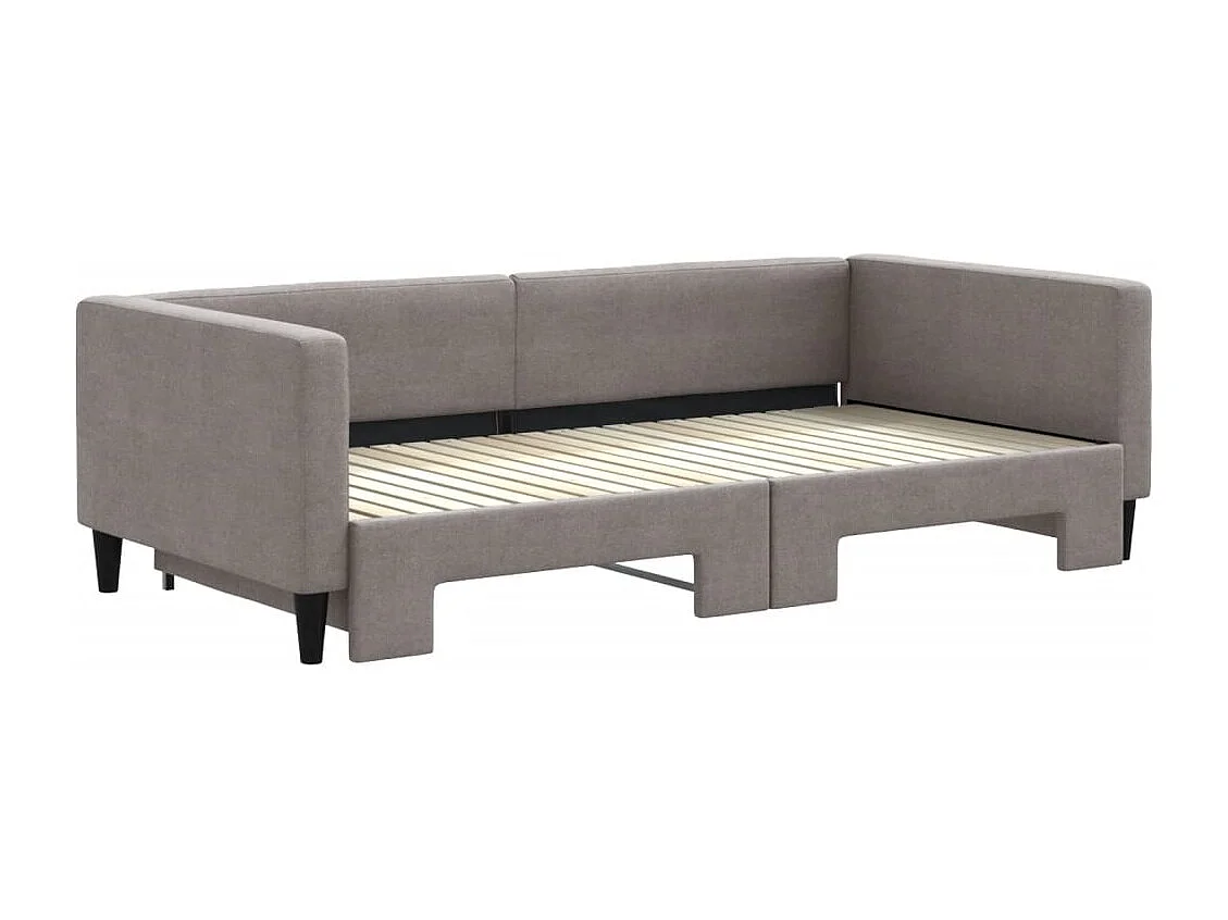 Lit de jour avec lit gigogne taupe 100x200 cm tissu