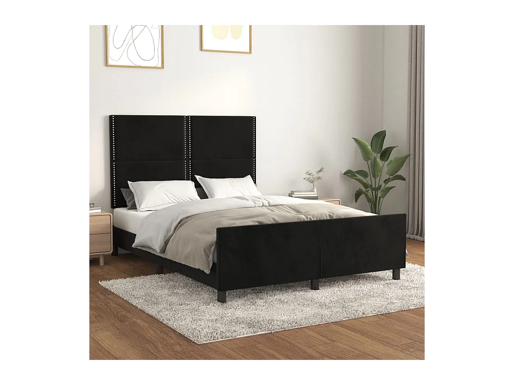 Cadre de lit sans matelas noir 140x190 cm velours