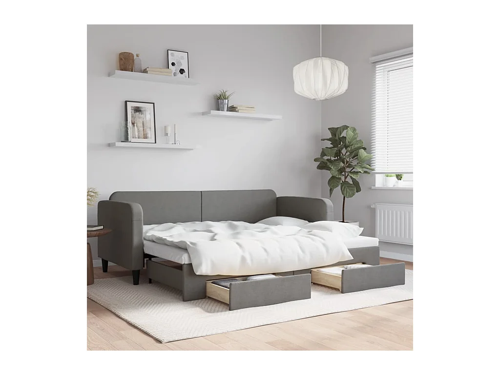 Divano letto con rotelle e cassetti senza materasso 80x200 cm