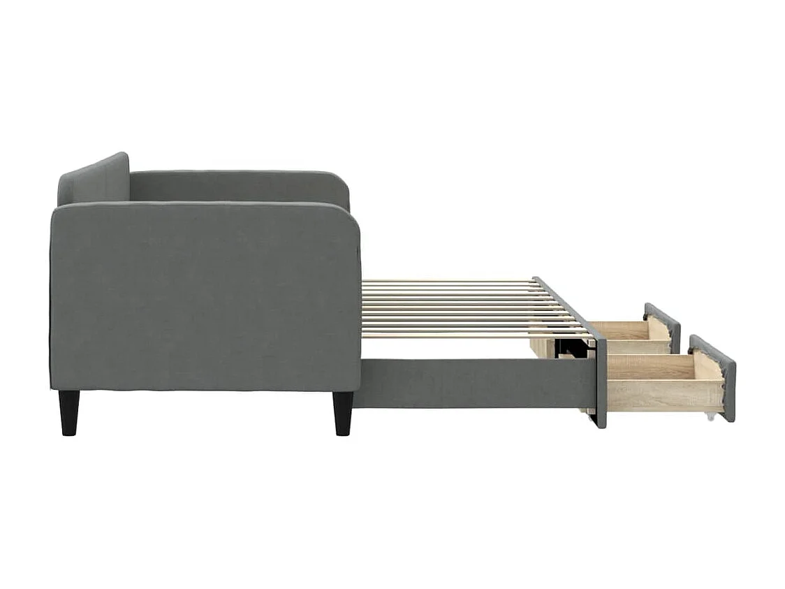 Tagesbett mit Ausziehbett und Schubladen ohne Matratze 80x200 cm