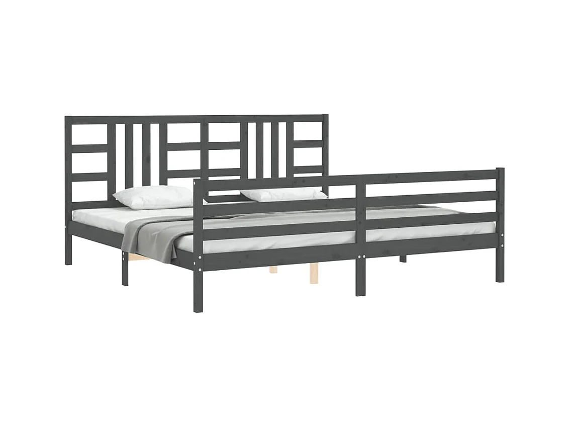 Bettgestell ohne Matratze grau 200x200 cm Massivholz