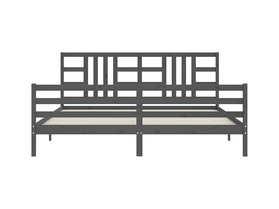Bettgestell ohne Matratze grau 200x200 cm Massivholz