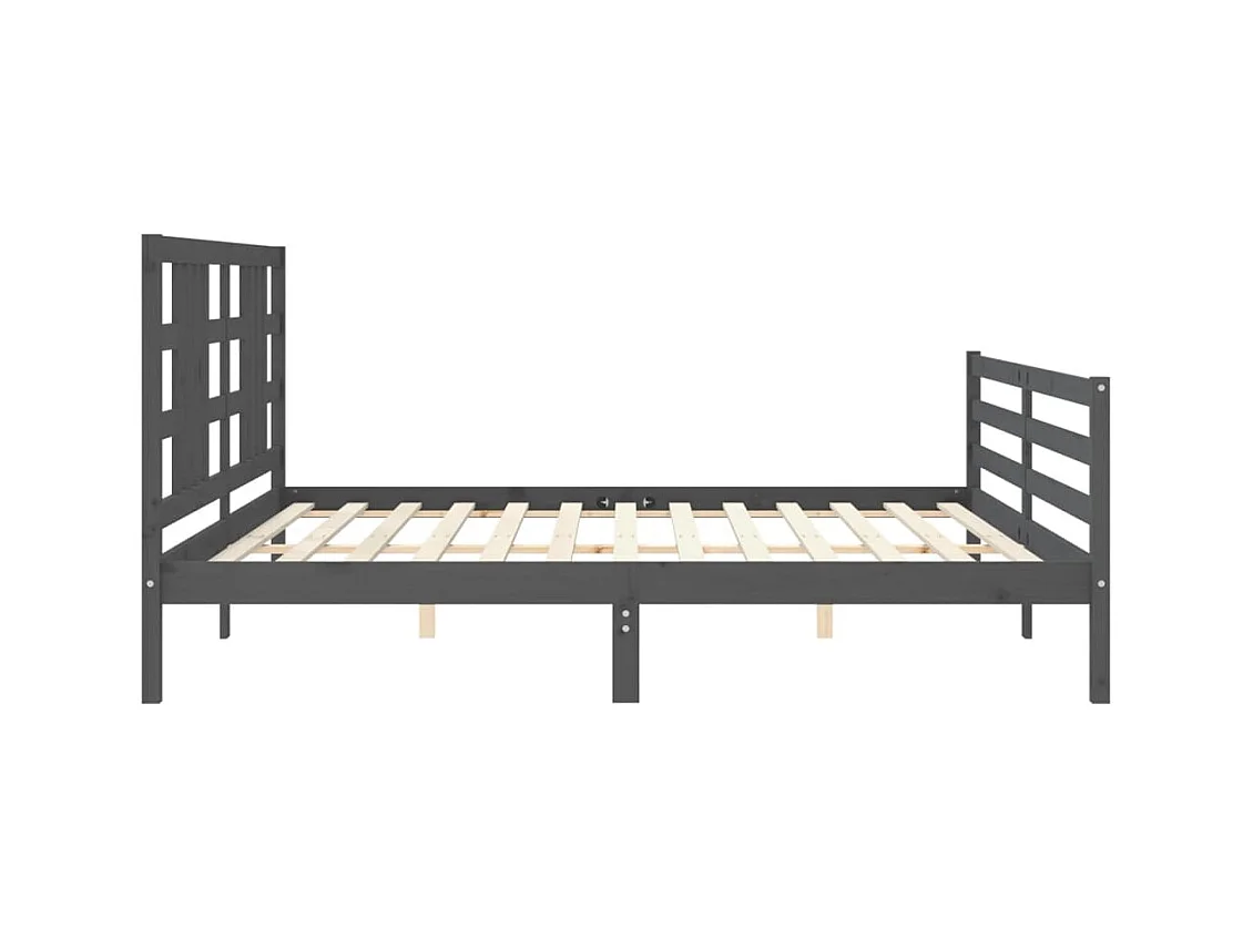 Bettgestell ohne Matratze grau 200x200 cm Massivholz
