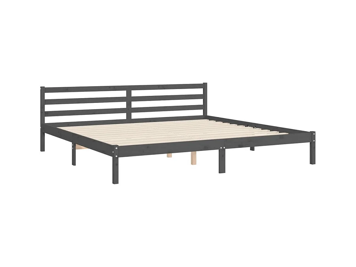 Bettgestell ohne Matratze grau 200x200 cm Massivholz