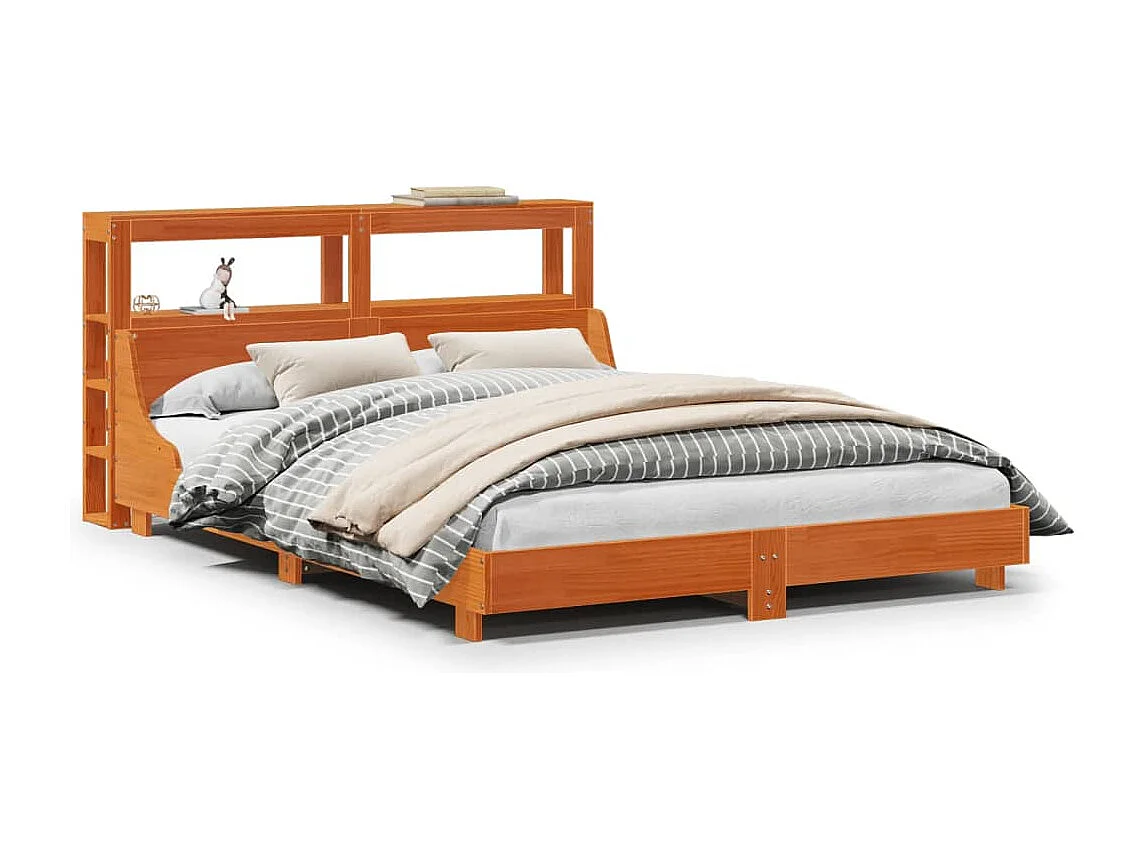 Cadre de lit sans matelas cire marron 120x200cm bois pin massif