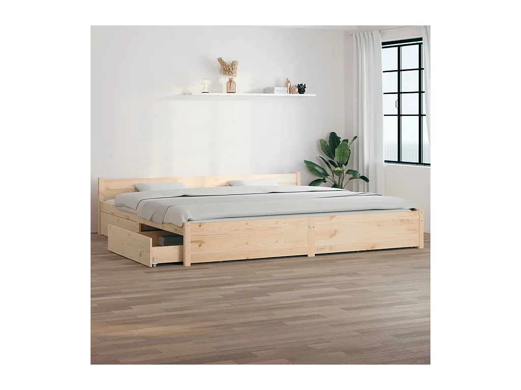 Struttura letto senza materasso con cassetti