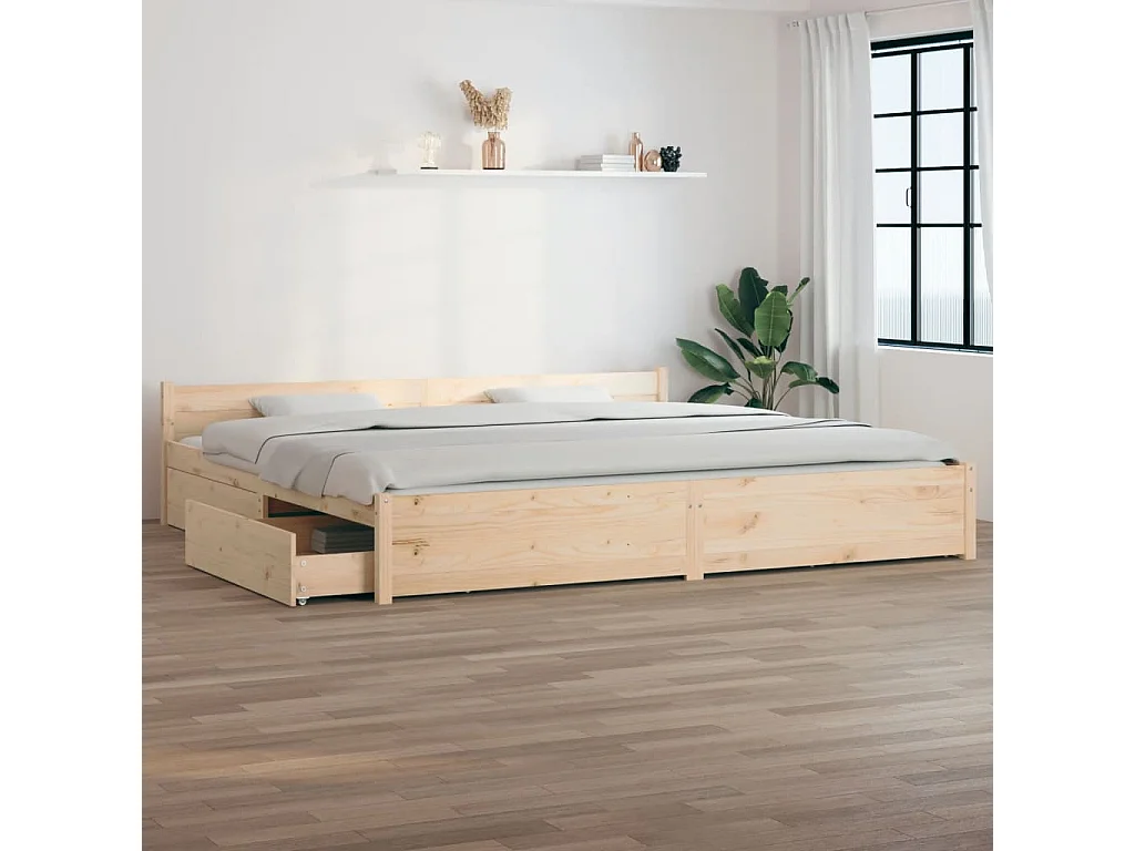 Cadre de lit sans matelas avec tiroirs