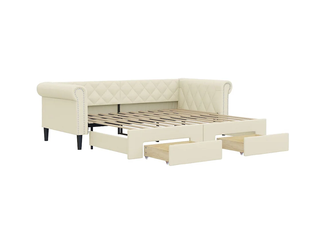 Dagbed met onderschuifbed en lades zonder crème matras 90x200cm