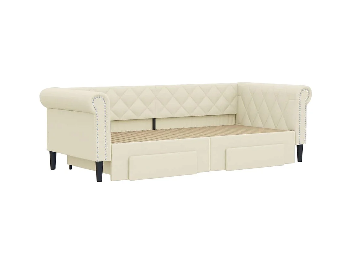 Dagbed met onderschuifbed en lades zonder crème matras 90x200cm