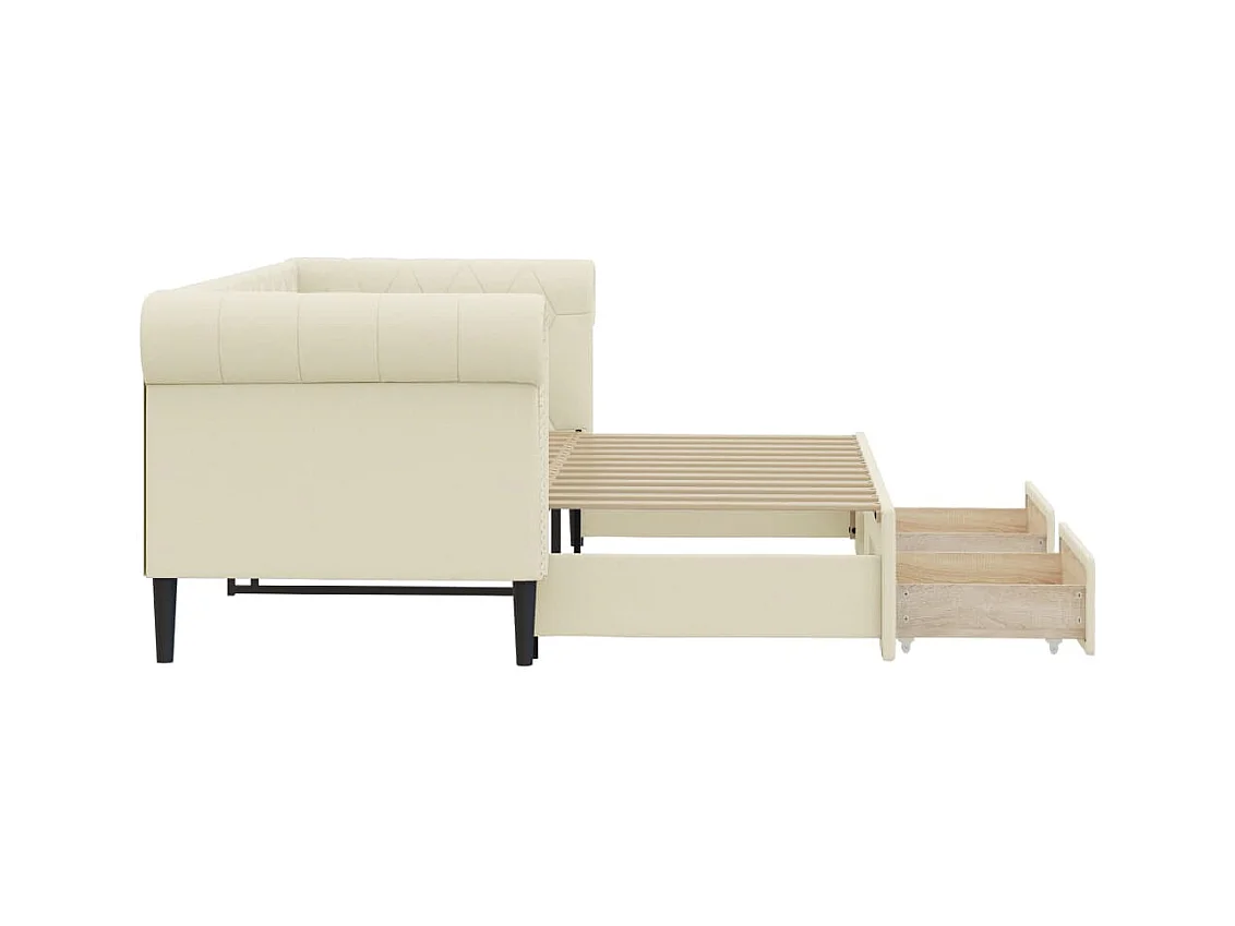 Dagbed met onderschuifbed en lades zonder crème matras 90x200cm