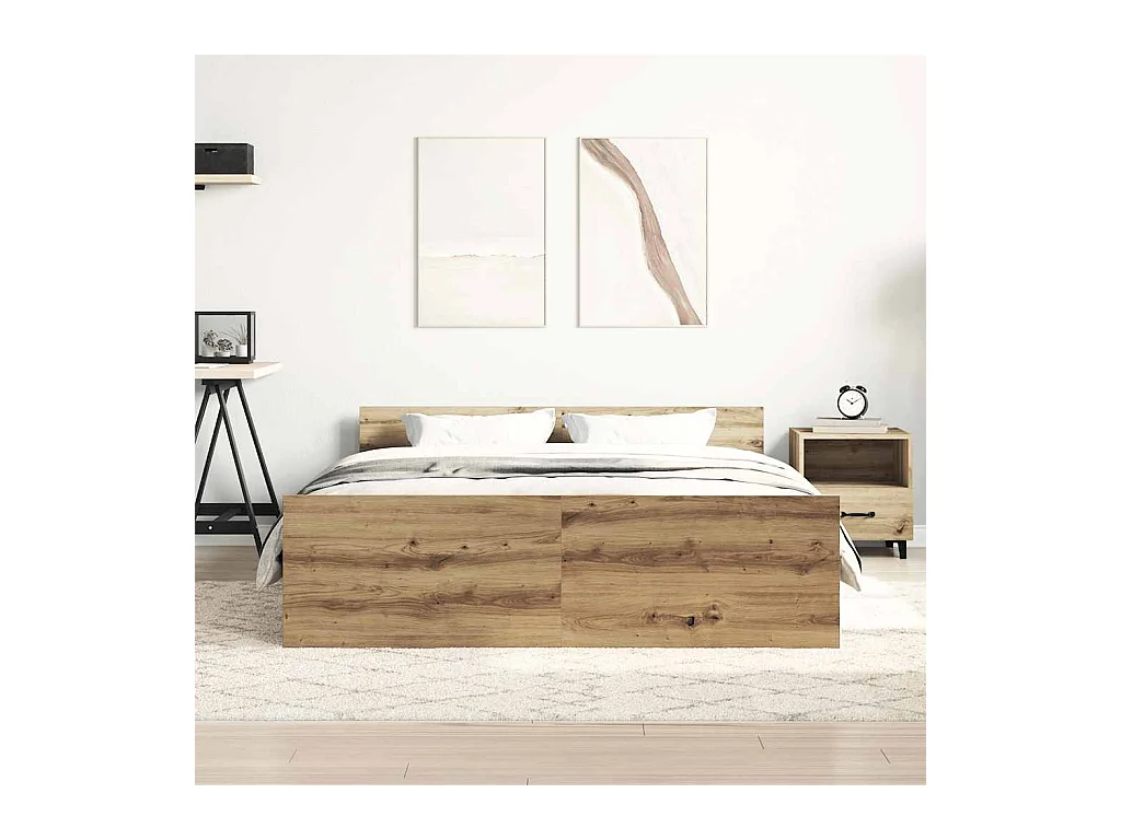 Cadre de lit sans matelas chêne artisanal 150x200 cm