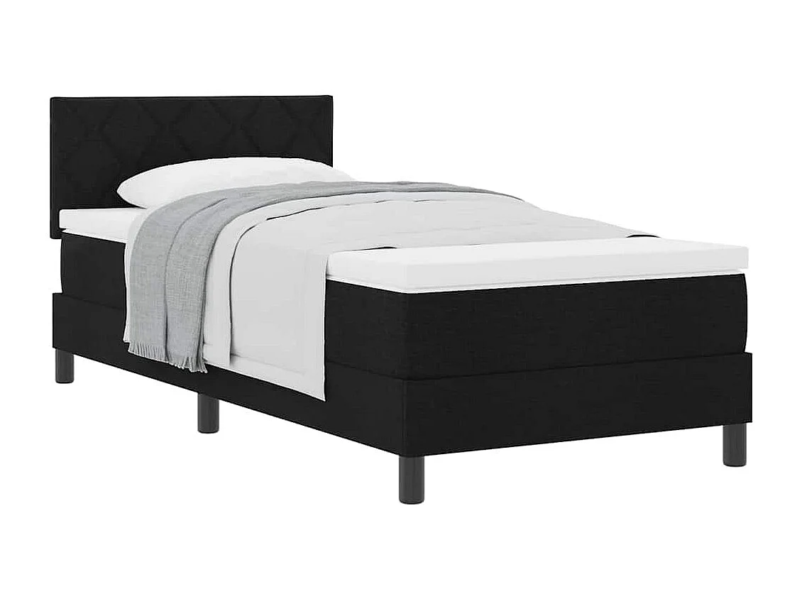 Lit boxspring avec matelas avec matelas Noir 90 x 190 cm tissu