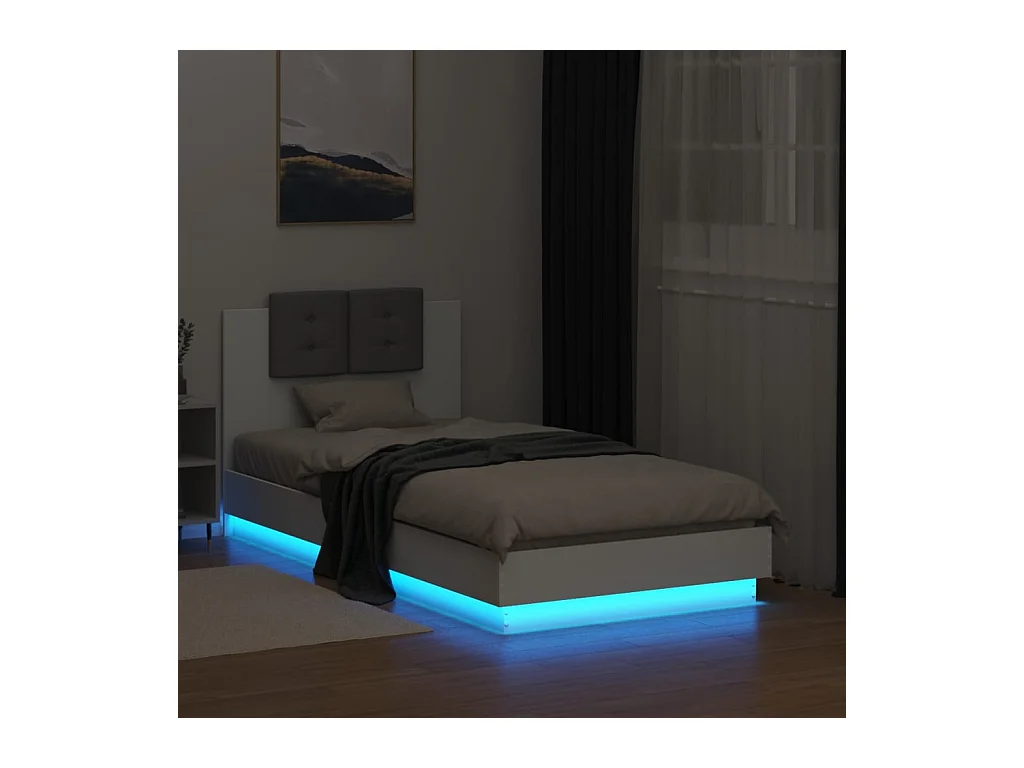 Bedframe met LED zonder matras wit 90x190 cm