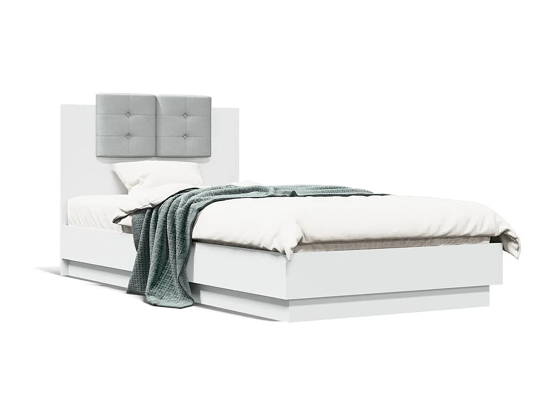 Bedframe met LED zonder matras wit 90x190 cm