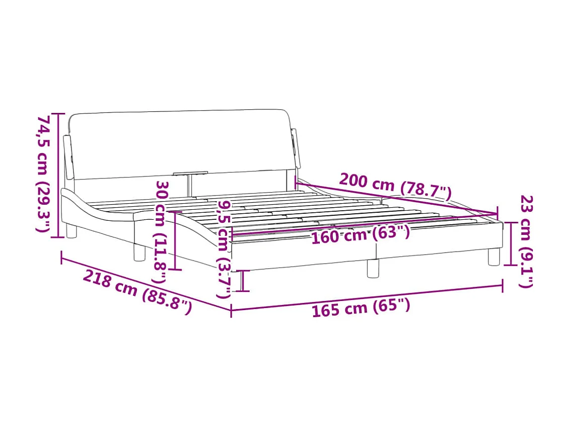 Struttura letto senza materasso bianco 160x200 cm similpelle