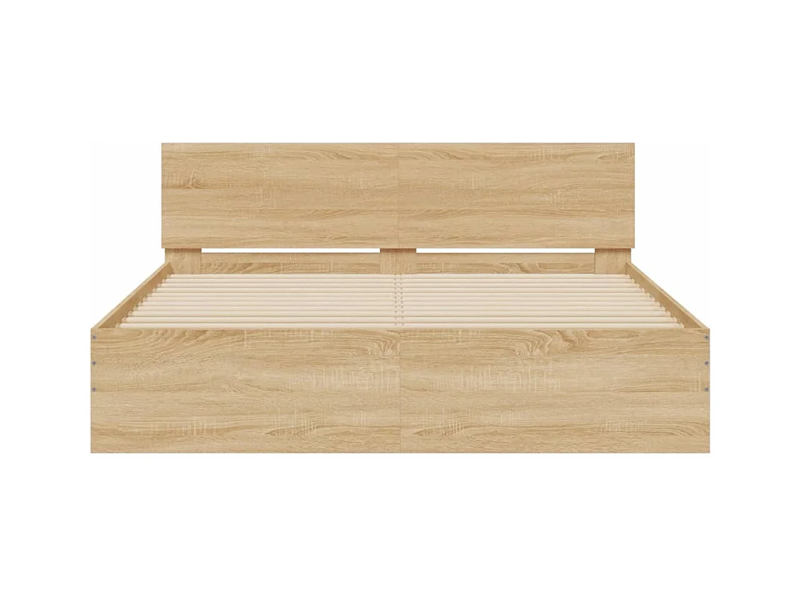 Bettgestell mit LED ohne Matratze Sonoma Eiche 160x200 cm