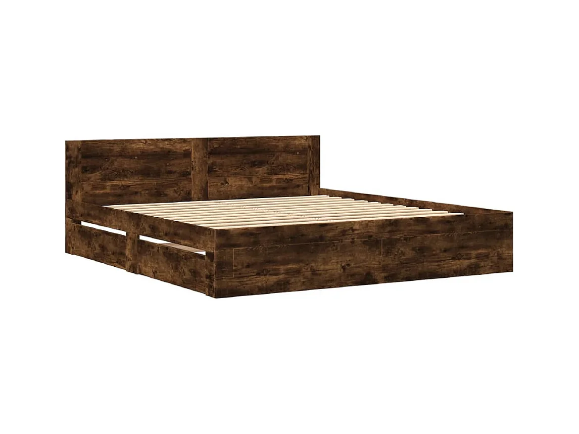 Bedframe met hoofdbord zonder matras gerookt eiken 180x200cm