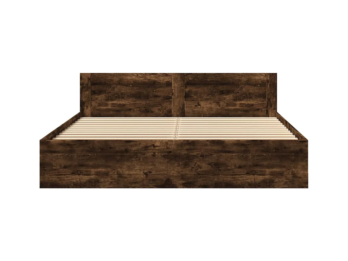 Bedframe met hoofdbord zonder matras gerookt eiken 180x200cm