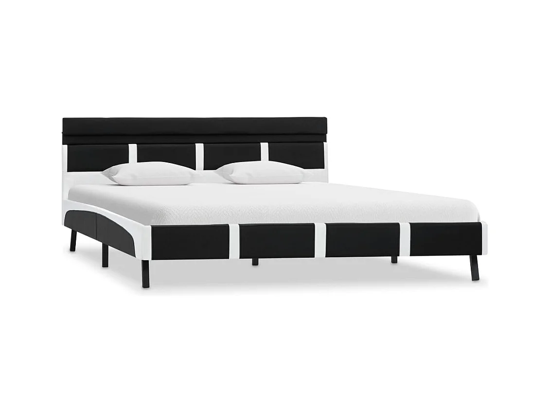 Struttura letto con LED senza materasso nero 140x200 cm ecopelle