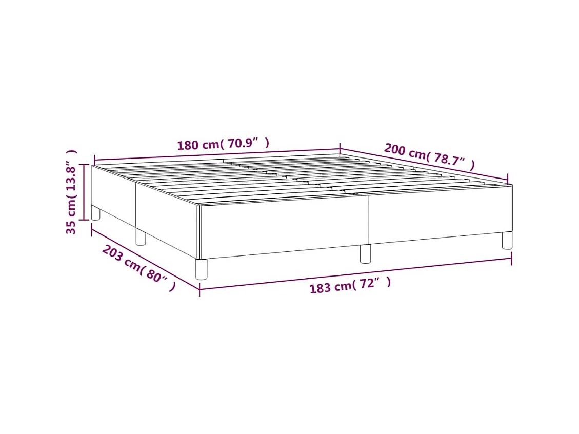 Struttura letto senza materasso in tessuto tortora 180x200 cm