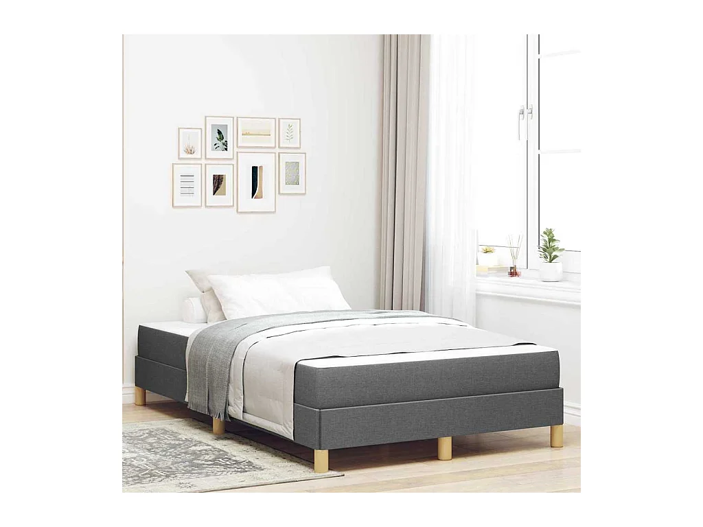 Boxspringbett 120 x 200 cm, Dunkelgrau und Braun