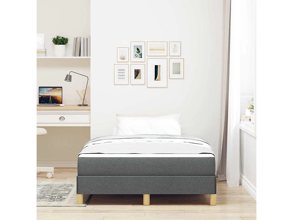 Boxspringbett 120 x 200 cm, Dunkelgrau und Braun