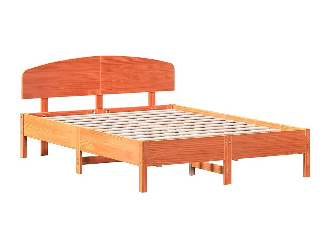 Cadre de lit sans matelas cire marron 140x200cm bois pin massif