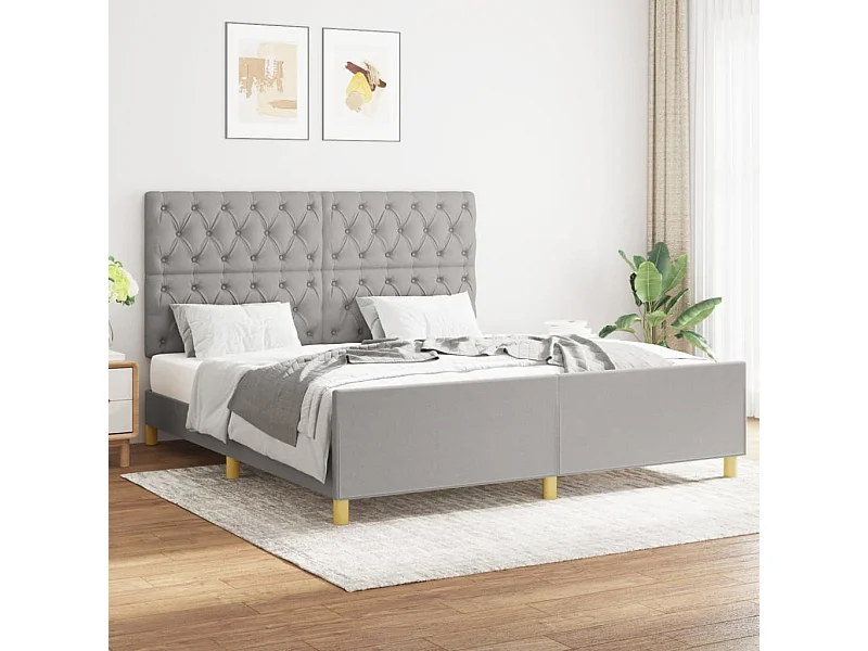 Struttura letto senza materasso tessuto grigio chiaro 160x200 cm