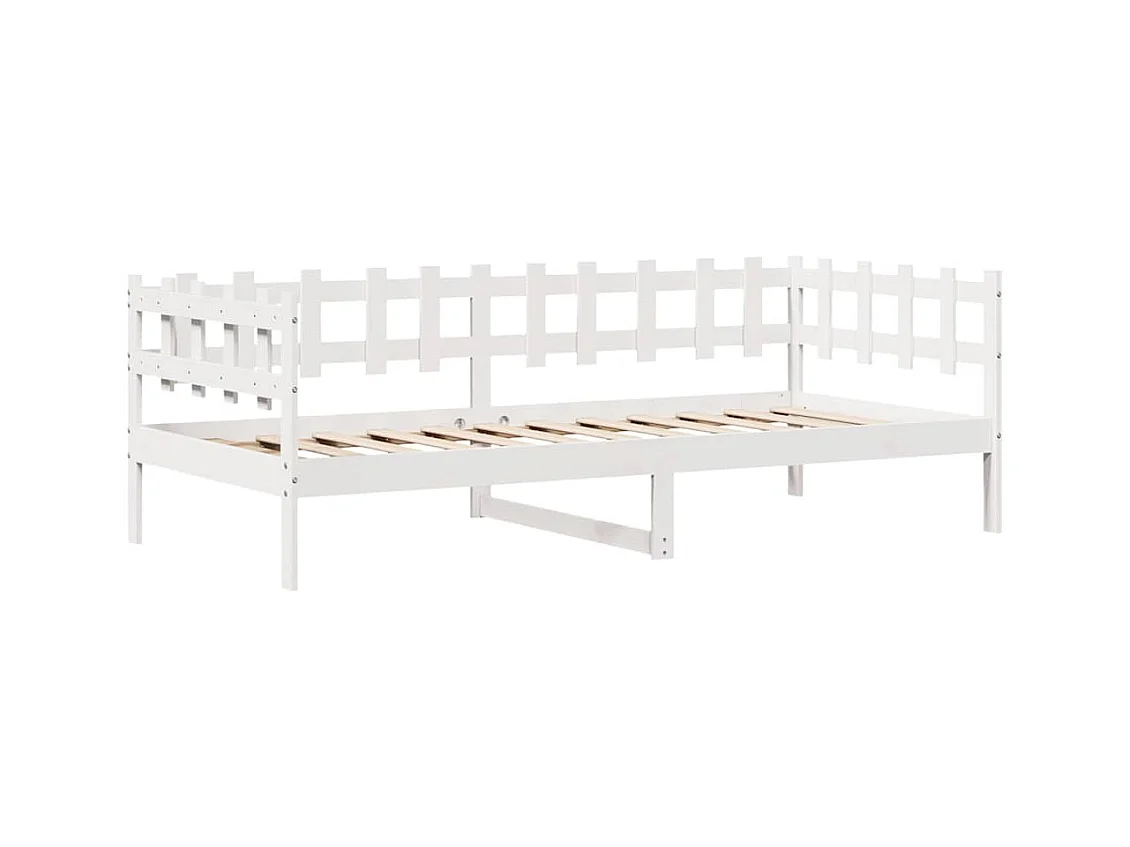 Divano letto e cassetti senza materasso bianco 80x200 cm in legno massello
