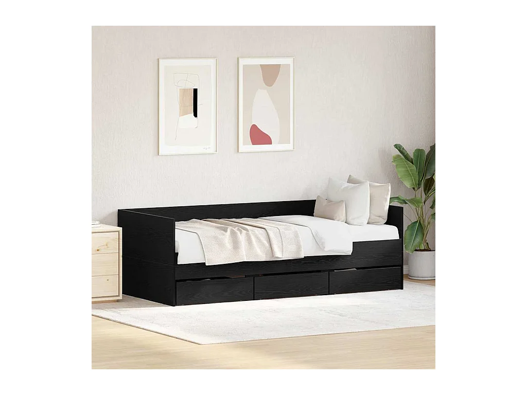 Dagbedframe met laden Zwarte eik 90 x 200 cm