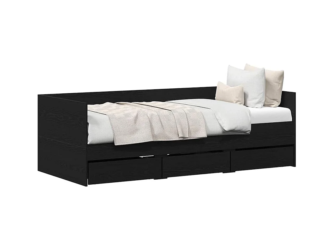 Dagbedframe met laden Zwarte eik 90 x 200 cm