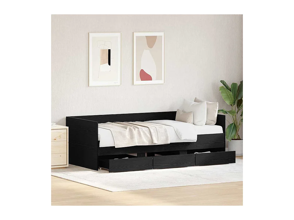 Dagbedframe met laden Zwarte eik 90 x 200 cm