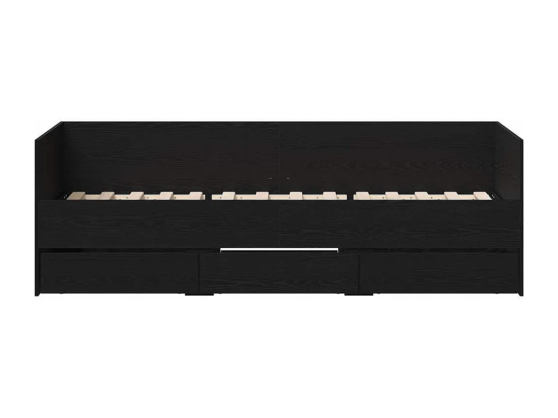 Struttura divano letto con cassetti Rovere nero 90 x 200 cm