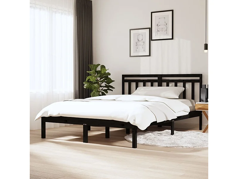 Struttura letto senza materasso in legno massello nero 140x190 cm