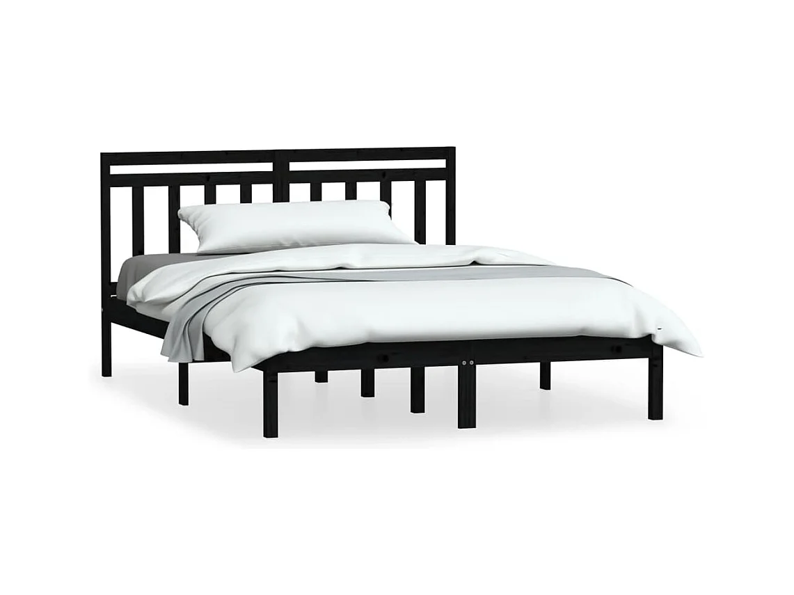 Struttura letto senza materasso in legno massello nero 140x190 cm