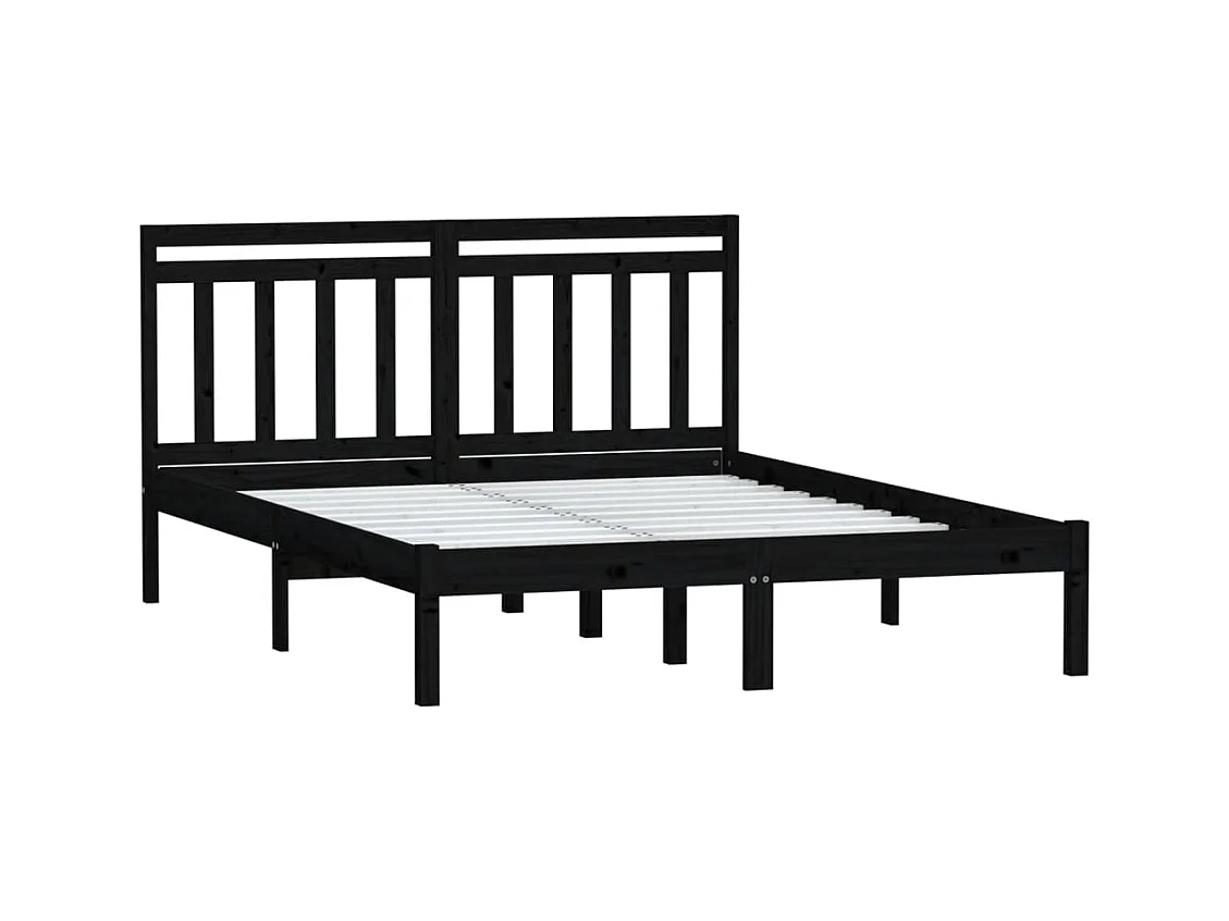 Struttura letto senza materasso in legno massello nero 140x190 cm