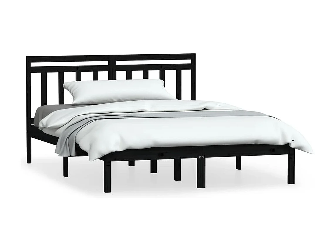 Bedframe zonder matras zwart massief hout 140x190 cm