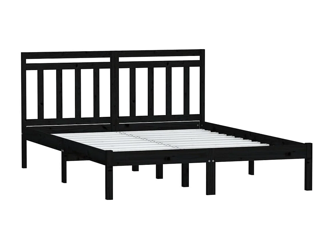 Bedframe zonder matras zwart massief hout 140x190 cm