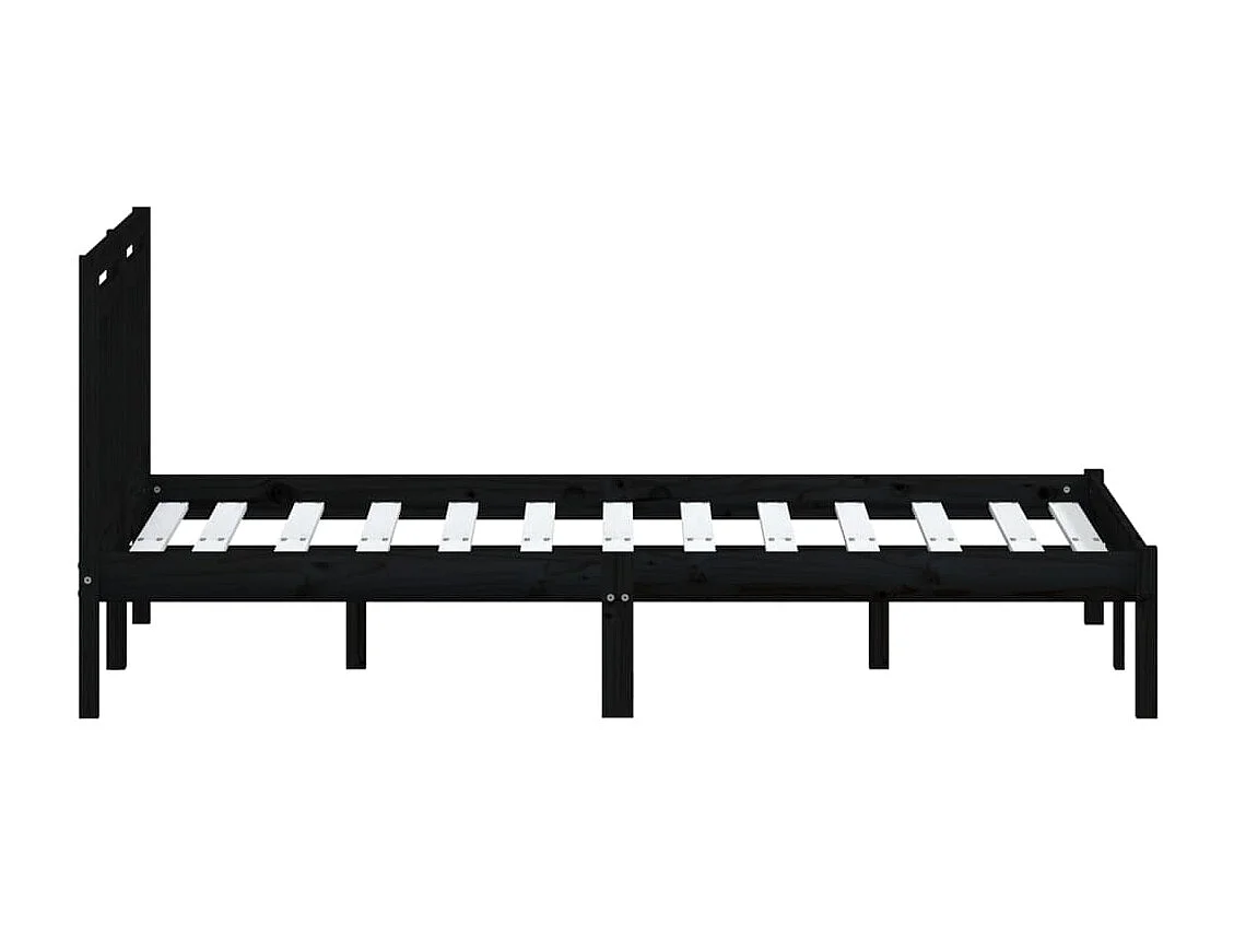 Bedframe zonder matras zwart massief hout 140x190 cm