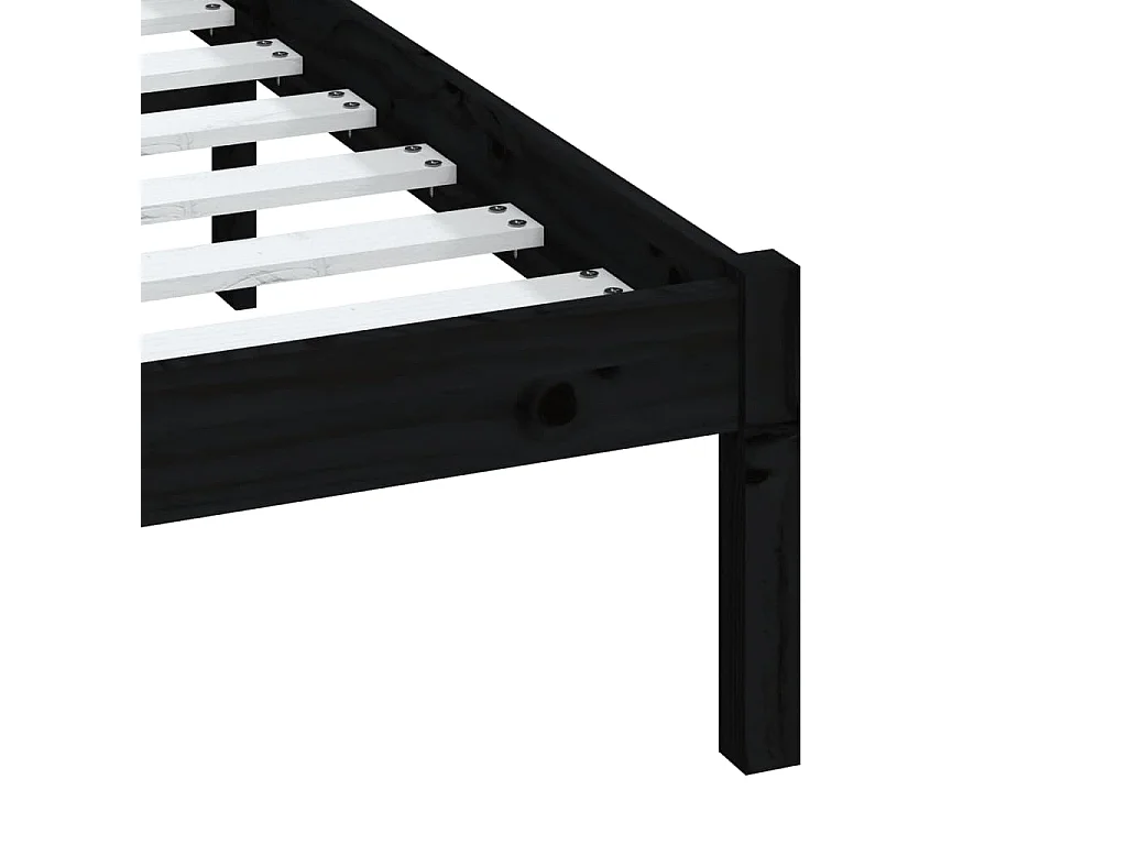 Bedframe zonder matras zwart massief hout 140x190 cm