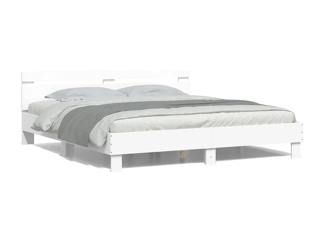 Cadre de lit avec LED sans matelas blanc 200x200 cm