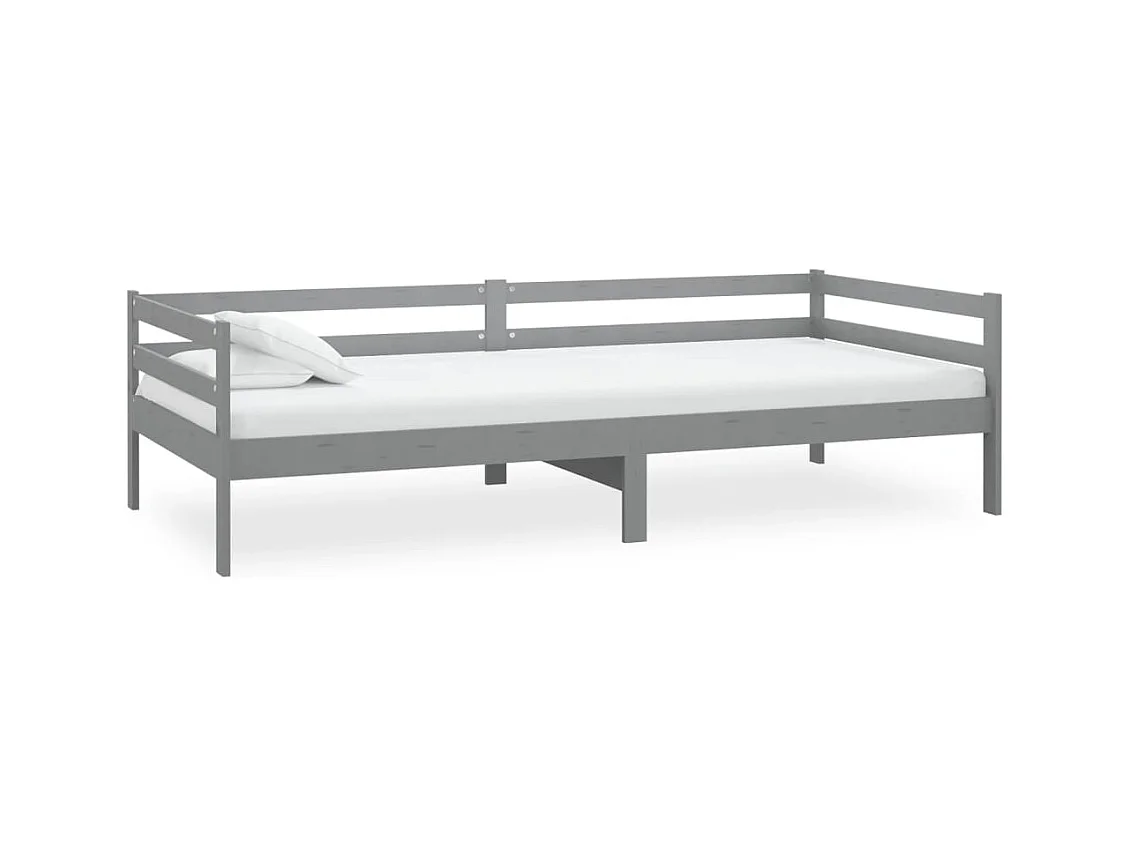 Divano letto con materasso 90x200 cm Grigio Legno massello di pino