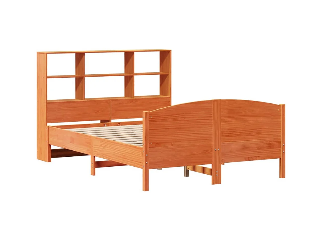 Cama biblioteca sin colchón marrón cera 135x190 cm pino macizo