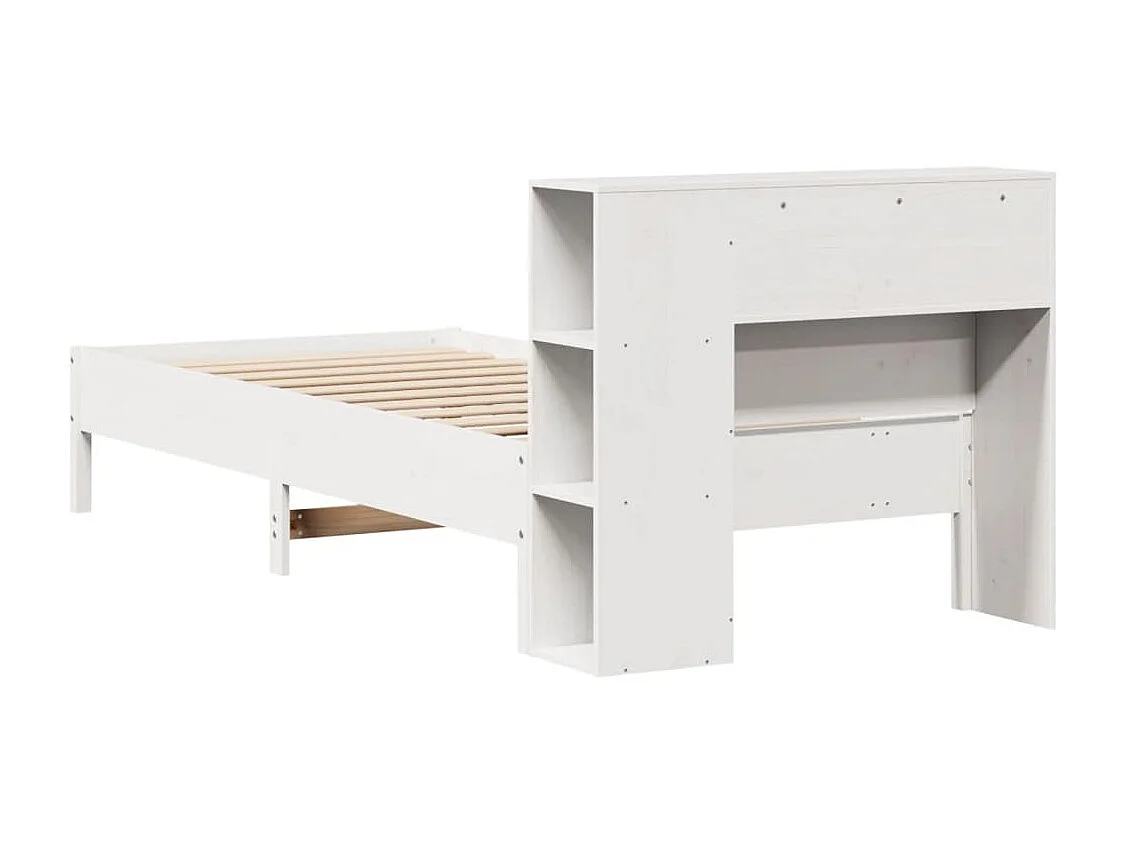 Letto libreria bianco senza materasso 100x200 cm in legno massello di pino