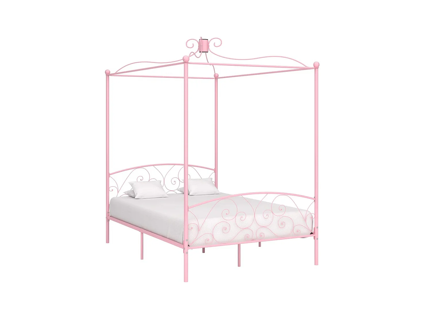 Cadre de lit à baldaquin sans matelas rose métal 140x200 cm