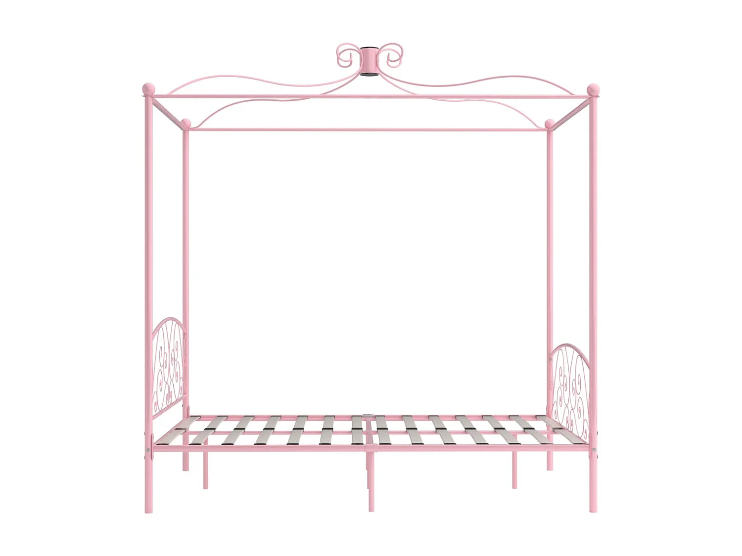 Cadre de lit à baldaquin sans matelas rose métal 140x200 cm
