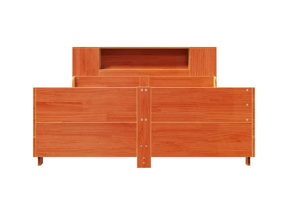 Estructura de cama sin colchón marrón cera 140x190cm madera maciza de pino